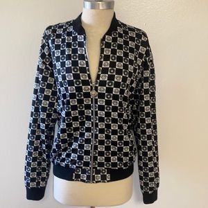 Versace Intensive Black White Medusa Print Fabric Jacket. M